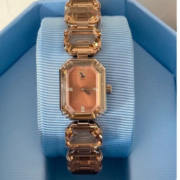 Swarovski Millenia Bracelet Watch Champagne Gold Octagon Crystals Swiss Quartz main image 4